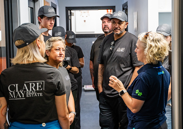 Clare May Real Estate team visiting RSPCA QLD Brisbane Animal Care Campus.